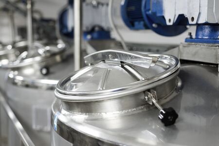 Large hatch of a metal tank.の写真素材