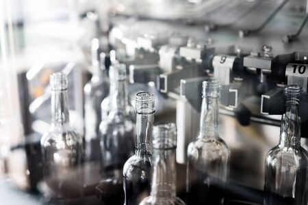 Fragment of a machine for washing glass bottles.の写真素材