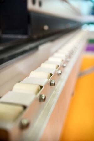 Roller conveyor of modern mutomatic edge banding machineの写真素材
