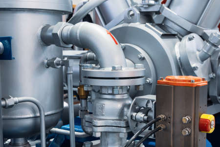 Pipeline system of a powerful industrial gas compressor.の写真素材