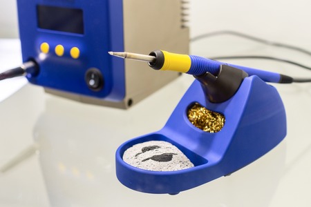 Modern soldering station, blue color.の写真素材