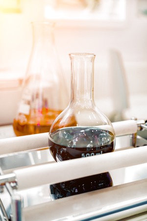 Chemical laboratory glassware. Abstract background.の写真素材