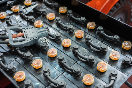Powerful rechargeable battery forklift.の写真素材