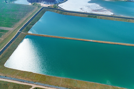 Industrial lakes with water. Part of the system of recycled water supply of underground salt minesの写真素材