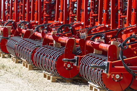 Trailed agricultural equipment. Products of the plant for the production of agricultural machineryの写真素材