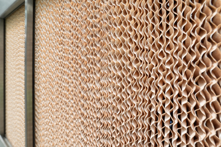 Corrugated surface of cardboard industrial filter. Abstract industrial background.の写真素材