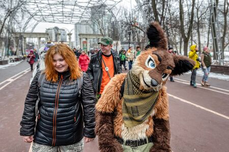 Russia, Moscow - March 16, 2019: Celebration of St. Patrick's Day in Moscow Park Sokolniki.のeditorial素材