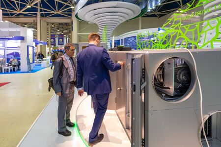 Moscow, Russia-March 5, 2019: International specialized exhibition CLIMATE WORLD 2019. Visitors to...