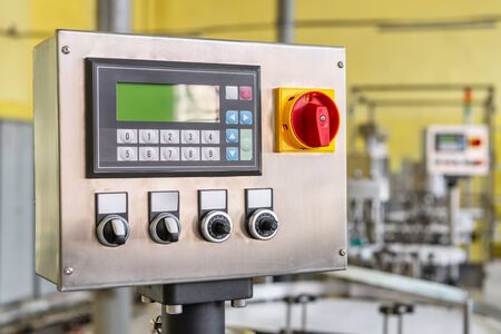 Conveyor control panel. The system of control and management of various equipment.