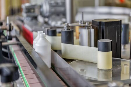 Automatic line for filling and labeling drugs.の写真素材