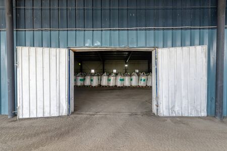 Large industrial warehouse of chemicals.
