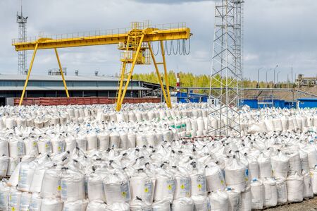 Industrial warehouse for the storage of bulk technological materials.の写真素材