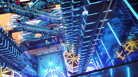 Fantastic interiors of a large European shopping center. One of the most beautiful shopping centers.のeditorial素材