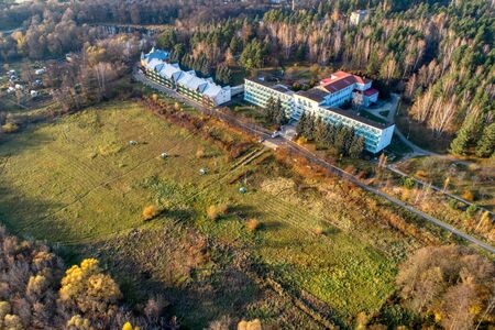 Rural landscape from the air. Many small rural housesの写真素材