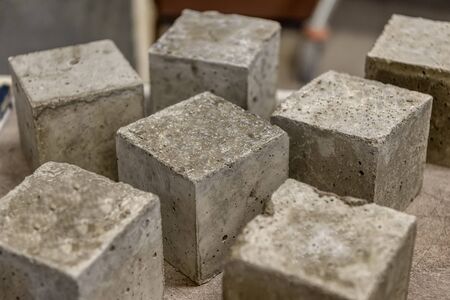 Concrete cubes. Samples of hardened concrete for laboratory testsの写真素材