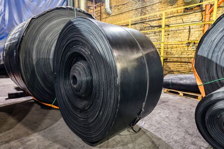 Rubber conveyor belt factory. Finished goods warehouse