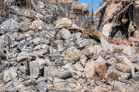 Destroyed and crushed concrete.