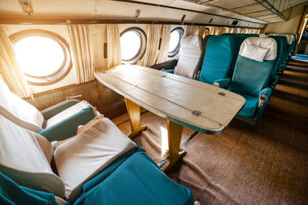 Interior of an old passenger plane.の写真素材