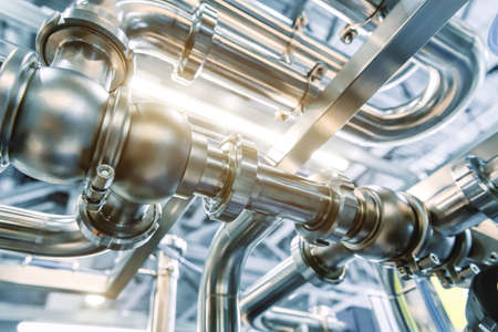 Bright shiny stainless steel piping.