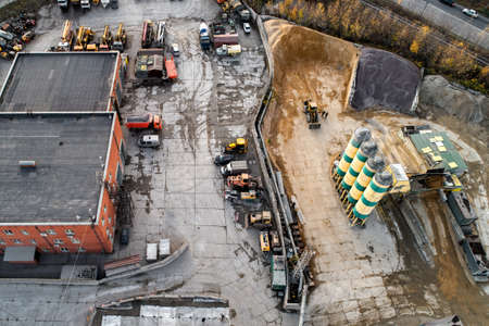 Concrete mixing plant, top view.