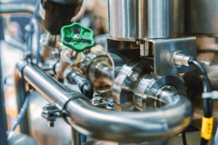 Bright shiny stainless steel piping.の写真素材