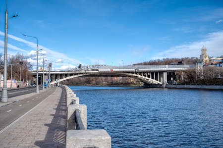 Andreevsky bridge moscow. Bridge structures over the Moscow riverの写真素材