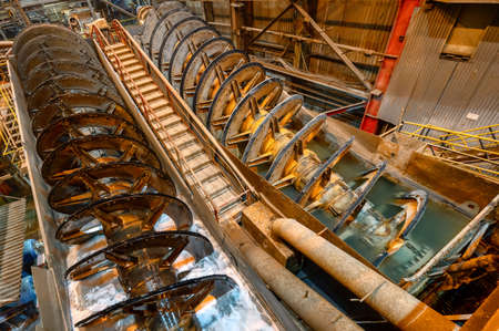 Mining and processing plant. Wet sand grading process.