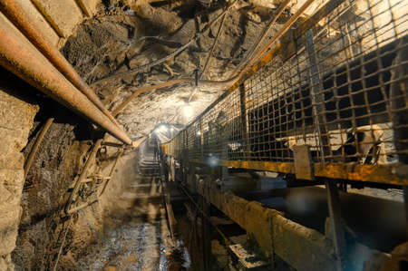 Underground belt conveyor for transporting ore to the surfaceの写真素材