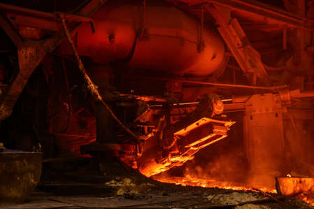 Blast furnace after cast iron tapping. Equipment and mechanismsの写真素材