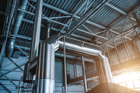 Lots of stainless steel piping.の写真素材