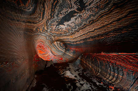 Amazing colorful patterns on walls of sylvinite salt quarryの写真素材