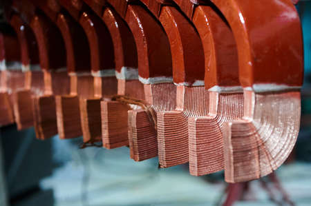 Copper bus elements of stator winding of electric motorの写真素材
