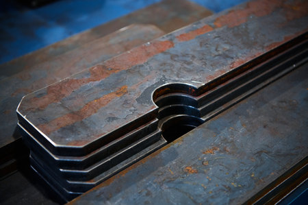 Stacks of different shape workpieces for detail makingの写真素材
