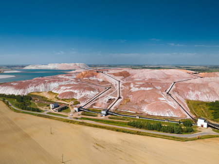 Illuminated potassium salt dumps and drilling waste storage