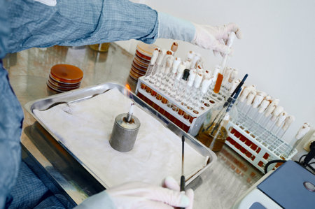 Technician works on special project examining test samples