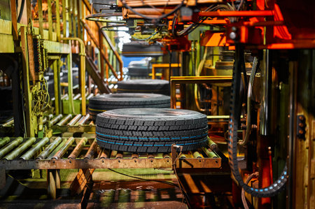 Car tire after the vulcanization process.の写真素材