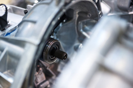 Engine housing for flywheel and clutch basket at assemblingの写真素材