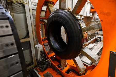 Forming automobile tire with automated equipment at plant