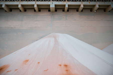 Organic chemical fertilizers in production plant warehouseの写真素材