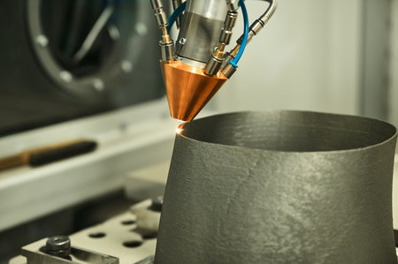 3d metal printer forms detail in production plant workshopの写真素材