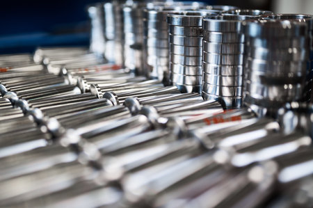 Crank pins and rings made with automatic machine toolsの写真素材