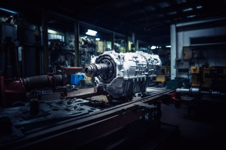 automotive transmission, hydromechanical transmission, close-up, repair of automotive unitsの素材