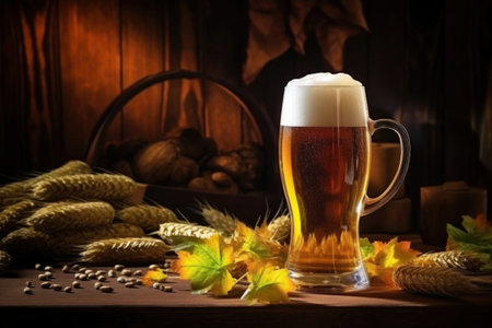 still life beer beer glass barley earsの素材