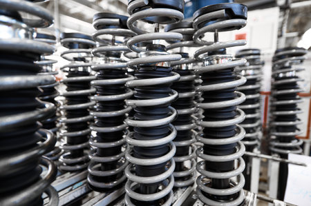 Metal spirals manufacturing process in plant workshopの写真素材