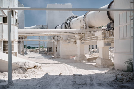 Tubular rotary furnace for roasting lime clinker and cementの写真素材