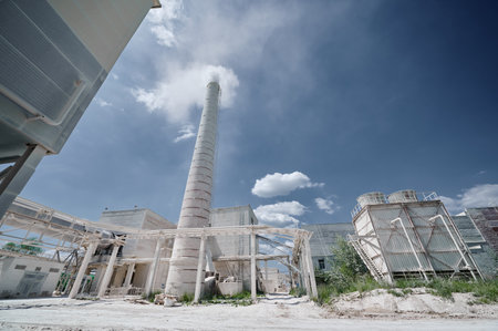 Dedusting equipment for cleaning furnace gases at factoryの写真素材