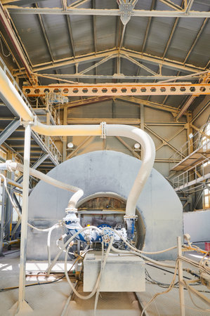 Fuel burning device of tubular rotary furnace at calx plantの写真素材