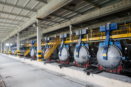 Autoclaves for foam concrete blocks hardening at factory