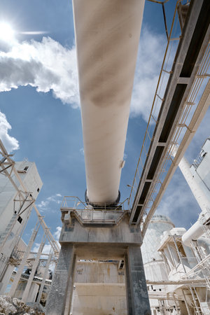 Tubular rotary furnace for construction materials at factoryの写真素材