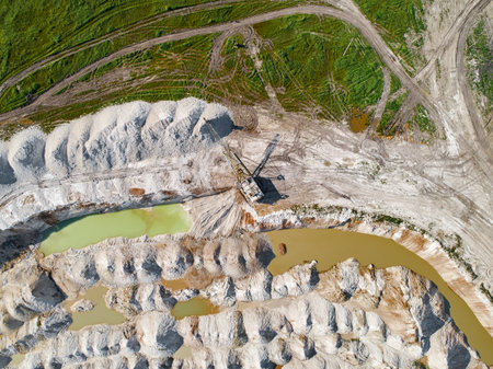 Limestone quarry environmental recultivation processの写真素材